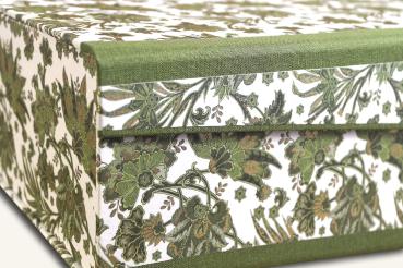 Dekorative Kiste,Palmwedel grün  gold